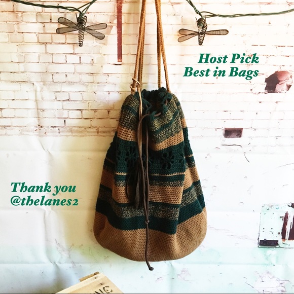 ❤️HP❤️Bohemian Green/Brown Hand Crocheted Bag NWOT - Picture 3 of 8